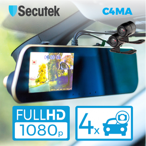4-kanálová kamera ve zpětném zrcáku Secutek C4MA